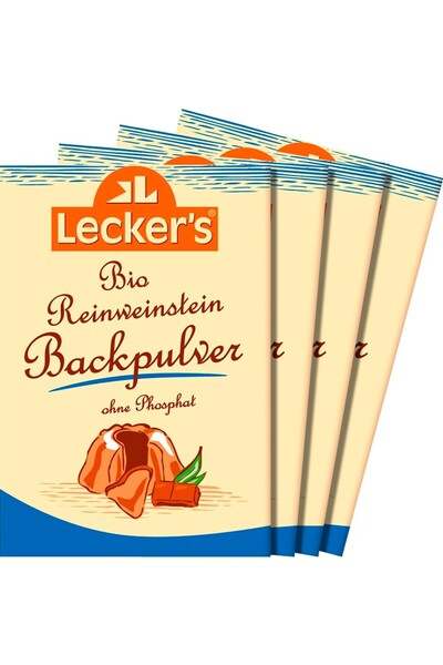Lecker's Pudră de copt pură, fără fosfat, organică, 4x21g