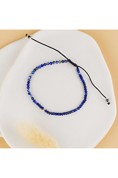 BLACK SWAN Bijoux Bratara femei cu margele lapiz lazuli si biluta din Aur 14K...