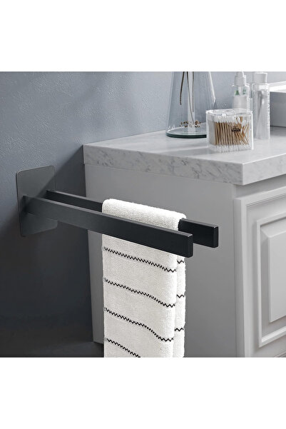 OEM Black bathroom towel holder, no drilling, 2 bars 40 cm