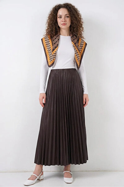 buğrahayalin Women's Pleated Brown Skirt