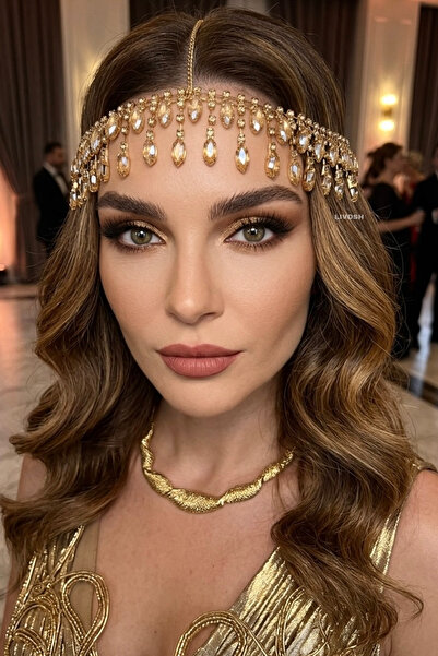 LIVOSH إكسسوار شعر ملون مرصع بالأحجار الكريمة، تاج العروس الصيني