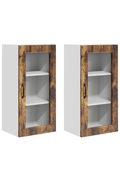 vidaxl Kitchen cabinet 2 pcs Smoked oak 40 x 31 x 80 cm