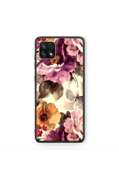 Other Samsung A22 5G Daisies and roses Black Glossy Θήκη
