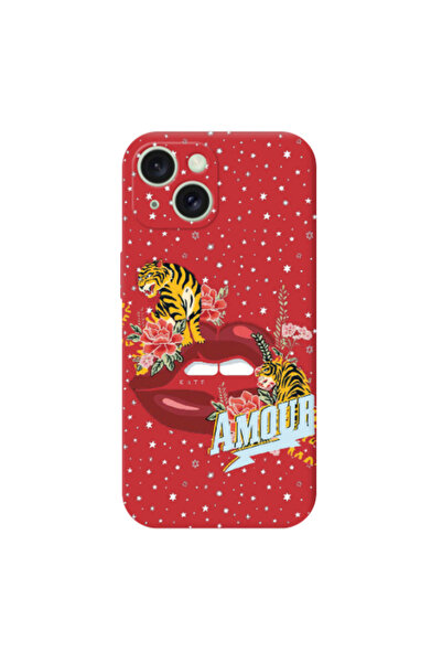 Other Apple iPhone 15 Amour Red Colored Silicone TPU Θήκη