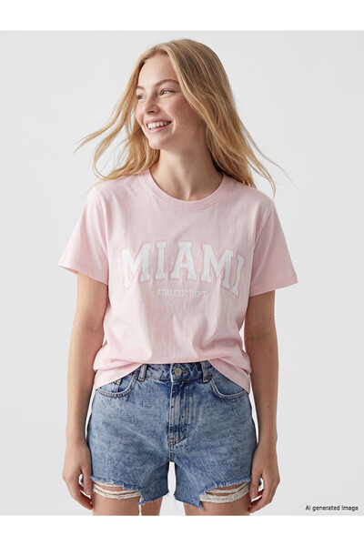 LC Waikiki Peak New Season Miami Printed 100% Cotton Women's T-Shirt