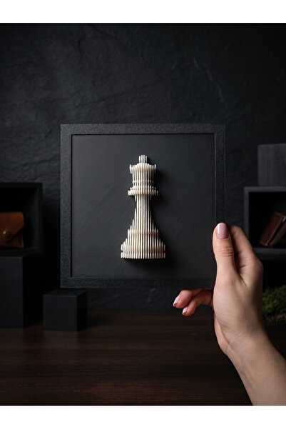 mekatris3d Mekatris Katmanlı Geometrik Satranç Vezir Heykeli - 18x18 cm Moder...