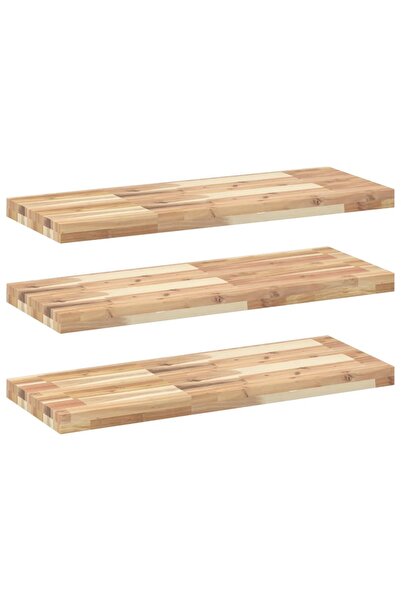 vidaxl Rafturi suspendate 3 buc. 80x30x4 cm lemn masiv acacia netratat