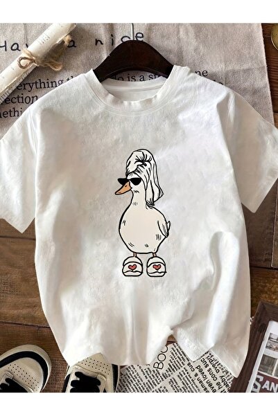 121 Spring/Summer New Arrival: Sassy Goose Print T-Shirt, Women's Round Neck ...