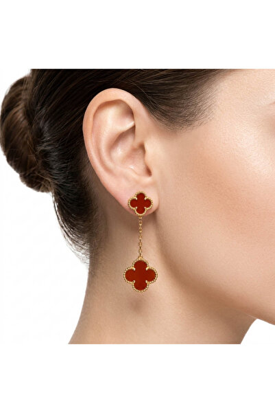 Generic Gold-Tone Clover Chain Earrings for Women - Triple Four Leaf Clover D...