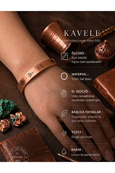 KAVELE Pure Copper Motif Bracelet-For Health-In Gift Box