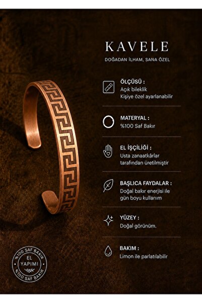 KAVELE Pure Raw Motif Copper Bracelet-In Gift Box