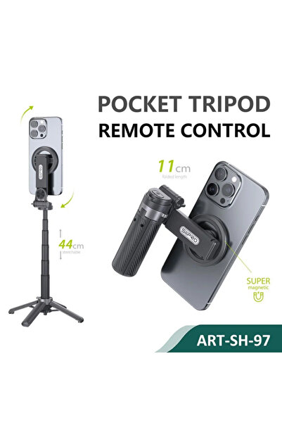 SiPro Siipro Pocket MagSafe Selfie Stick Τρίποδο Μαύρο (SH-97)