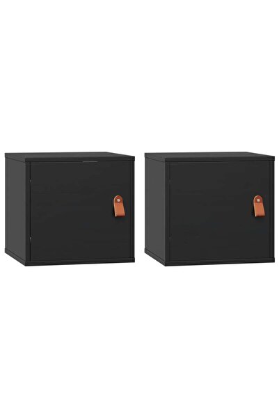 vidaxl Dulapuri de perete, 2 buc, negru, 31,5x30x30 cm, lemn masiv pin