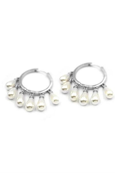 Marsilyan Nvdn- Ieg - Pearl Dangle Earrings - Silver Iegrs-Nvdn1