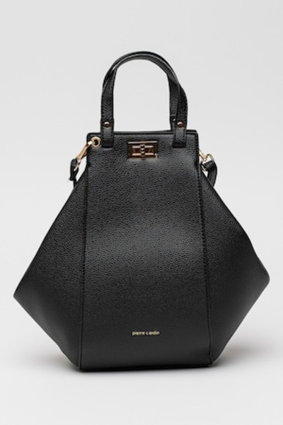 Pierre Cardin , Solid Color Backpack with grainy look, Black