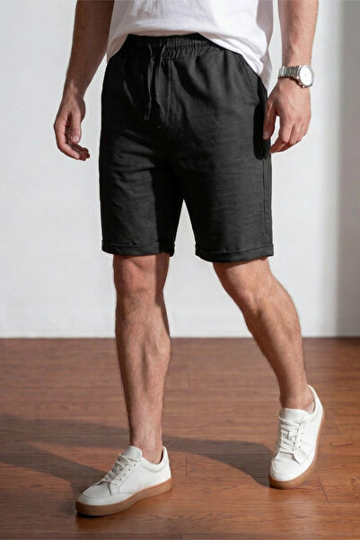 Veleno Men's Black Pique Fabric Double Leg Pocket Bermuda Shorts