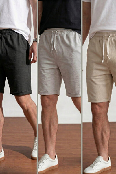 Veleno Men's 3-Piece Advantageous Pack Pique Fabric Double Leg Pocket Bermuda...