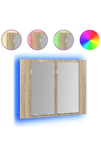 vidaxl Dulap de baie cu oglindă și LED, stejar sonoma, 60x12x45 acril