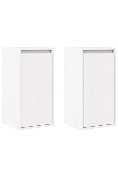 vidaxl Wall cabinets, 2 pcs., white, 30x30x60 cm, solid pine wood
