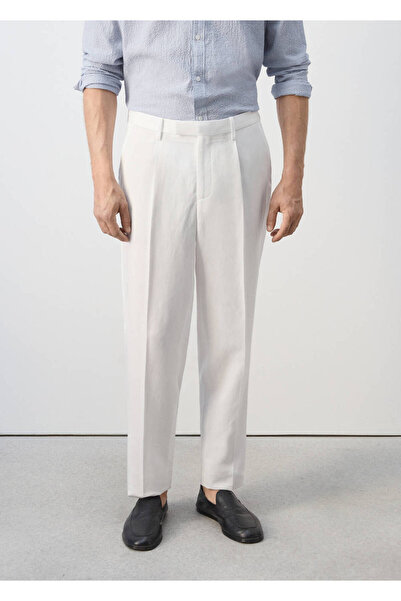 MANGO Man Lyocell keten karışımlı slim fit kumaş pantolon