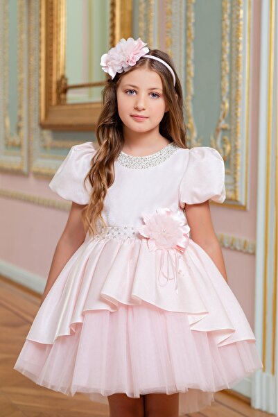 QUEEN Girls' "Diamond Collar Story" Layered Dress for Special Occasions