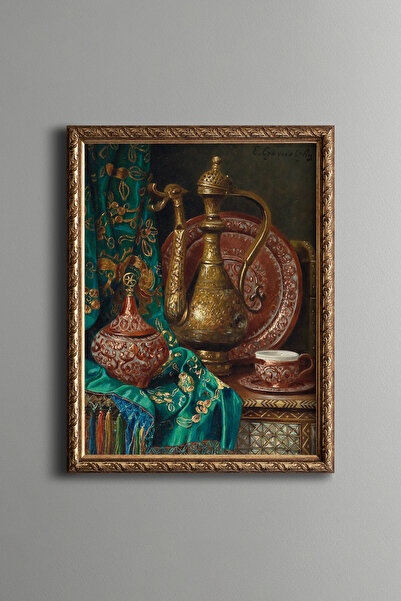 epiqart Vintage Antika İbrik ve İşlemeli Dekoratif Obje - Vintage Desenli Çer...