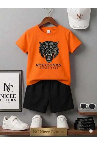 NC Nicee Clothes Summer Children's T-Shirt Shorts Unisex (Nicee Leopard Print)