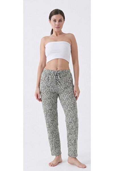 noend Leopard Patterned Summer Breathable Cotton Women's Pajama Bottoms