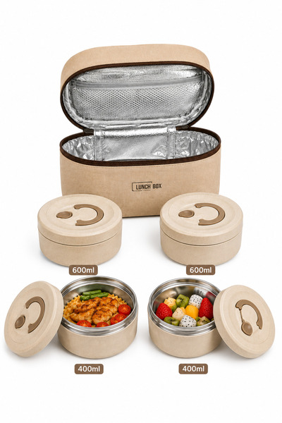 OEM HomeRoy – Set 4 caserole cu husa transport, 440ml + 440ml + 600ml + 600ml