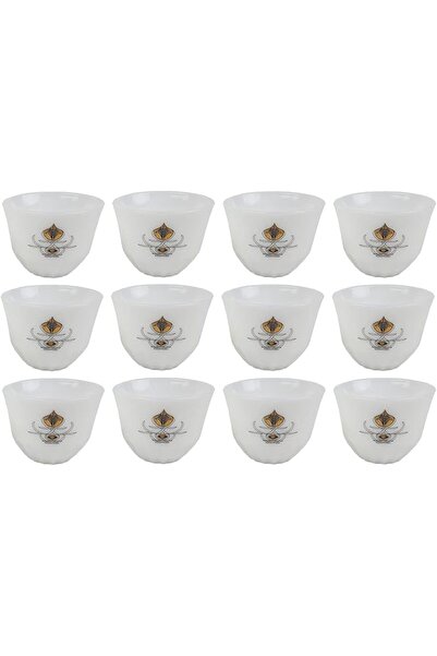 Generic طقم أكواب السيف جافا K65177/G/XL، 12 قطعة، باللونين الأبيض والذهبي، ح...