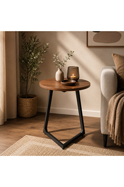N.zone Modern Side Table with Elegant Design – 40 cm Top Diameter and 52 cm H...