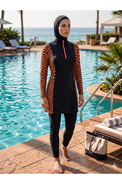 Aria's Closet Arias Closet Zebra Patterned Zippered Full Covered 3 Piece Spor...