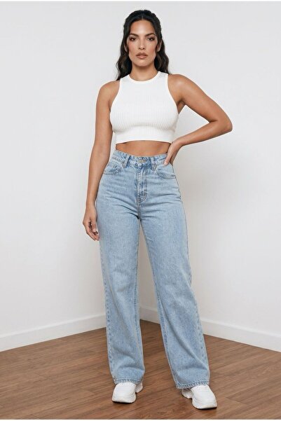 tof jean Hlm Women's Light Blue Ice Casual Jeans Lycra Palazzo New-13