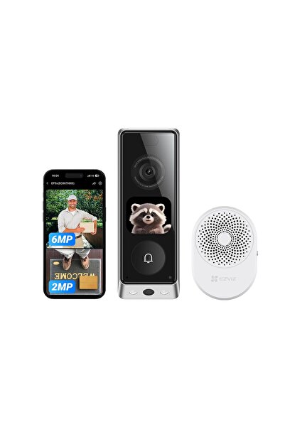 EZVIZ görüntülü kapı zili, çift kamera 6MP ve 2MP ve zil sesi, WiFi kablosuz ...