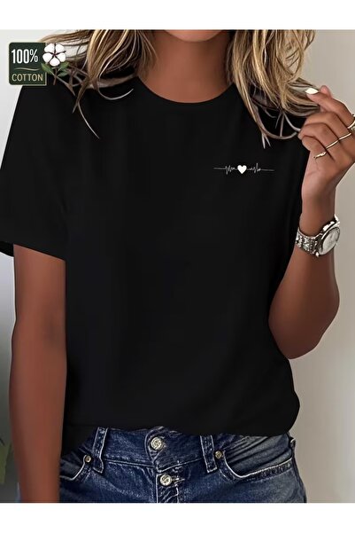 PAVRO Unisex Άνετο T-shirt με μικτό σχέδιο και στάμπα