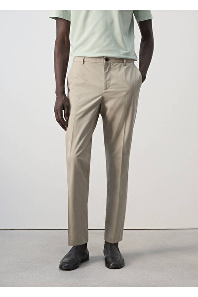 MANGO Man Pamuk karışımlı slim fit crop pantolon