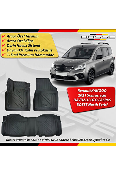 BOSSE North Renault Kangoo Paspas Araca Özel Paspas 2021 ve Sonrası Derin Hav...