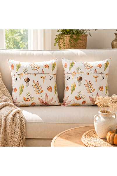 Kotonia Home Set de 2 perne decorative - 50x50 cm, 100% bumbac creton imperme...