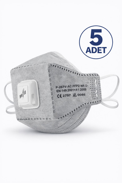 Ventilli Aktif Karbon FFP2 Yüksek Filtreleme Sağlayan Maske 5 ADET