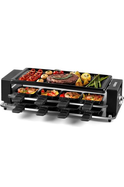 CUSIMAX Raclette ızgara, 8 kişilik kontrollü parti ızgarası, yapışmaz kaplama...