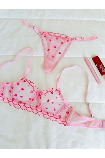 Feruzdesign Pink Tiny Heart Bra Set