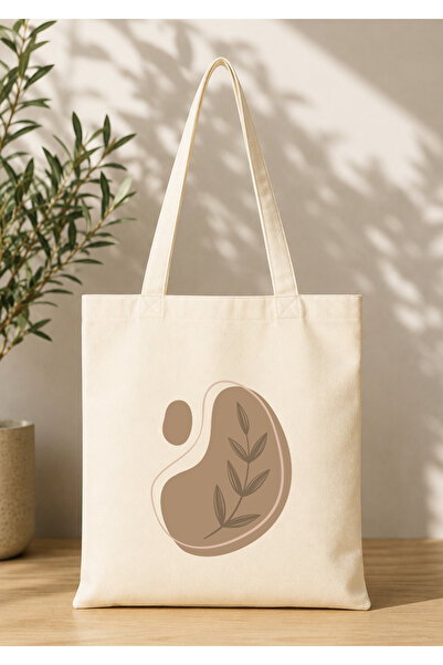 Eylül Design Vintage Boho Patterned Printed Raw Fabric Bag Organic Tote Bag