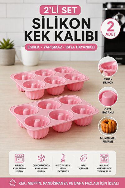 Stork 2 Adet 6'lı Silikon Muffin ve Cupcake Kalıbı - Yapışmaz Tek Parça Esnek...