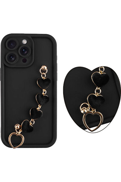 Other Volte-Tel Hearts Θήκη Πλάτης Σιλικόνης με Λουράκι Μαύρο (iPhone 15 Pro ...