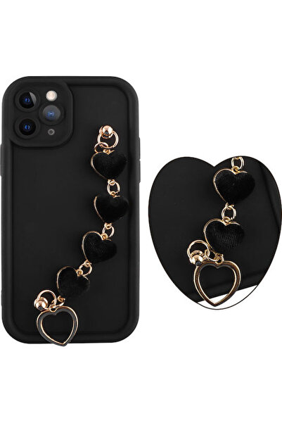 Other Volte-Tel Hearts Θήκη Πλάτης Σιλικόνης με Λουράκι Μαύρο (iPhone 11 Pro)