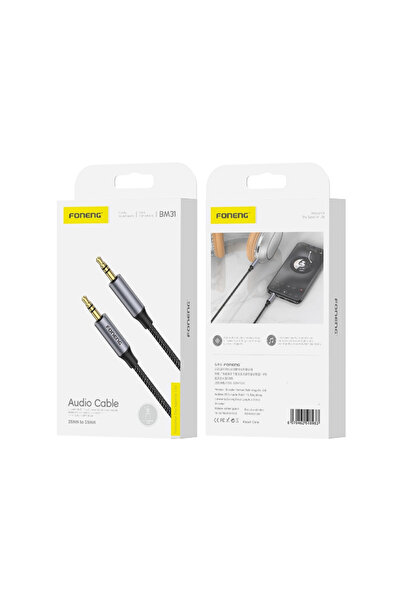 FONENG Cablu Bm31 Jack 3.5mm - Jack 3.5mm Pentru Smartphone-uri 1M Negru
