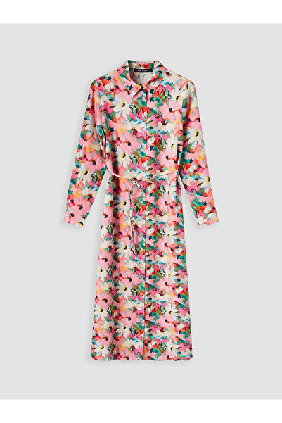LC Waikiki Mixed Floral Belted Shirt Dress