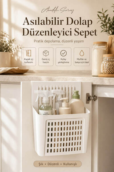 Anadolu Saray Pratik Asılabilir Dolap Düzenleyici Sepet Geniş Hacimli Mutfak ...