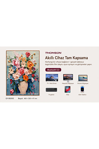 THOMSON QY-BG002 Bluetooth Hoparlörlü Dekoratif Duvar Tablosu Uzaktan Kumandalı