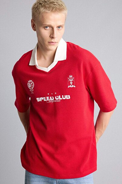 DeFacto World Cup Boxy Fit Polo Neck Short Sleeve Polo T-Shirt H7492Ax26Hs